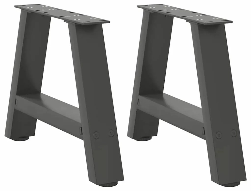 vidaXL Pés para mesa de centro em formato A, 2 peças, antracite, 40x(30-31) cm, aço