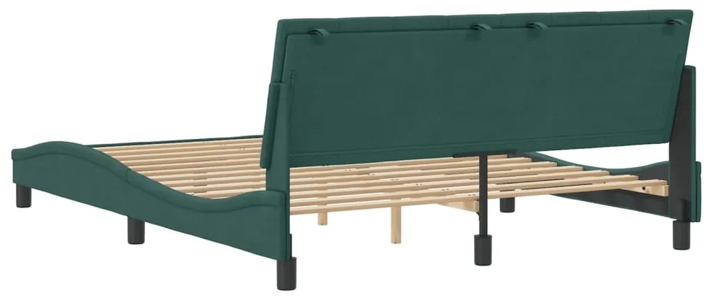 Estrutura de cama sem colchão 160x200 cm veludo verde-escuro
