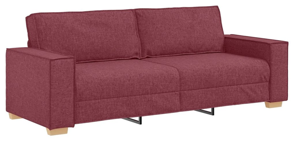 Conjunto de Sofá de 3 Peças com Almofadas Vermelho Vinho