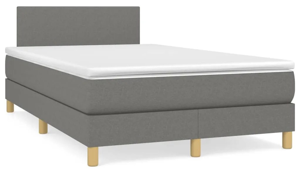 vidaXL Cama boxspring com colchão 120x190 cm tecido cinzento-escuro