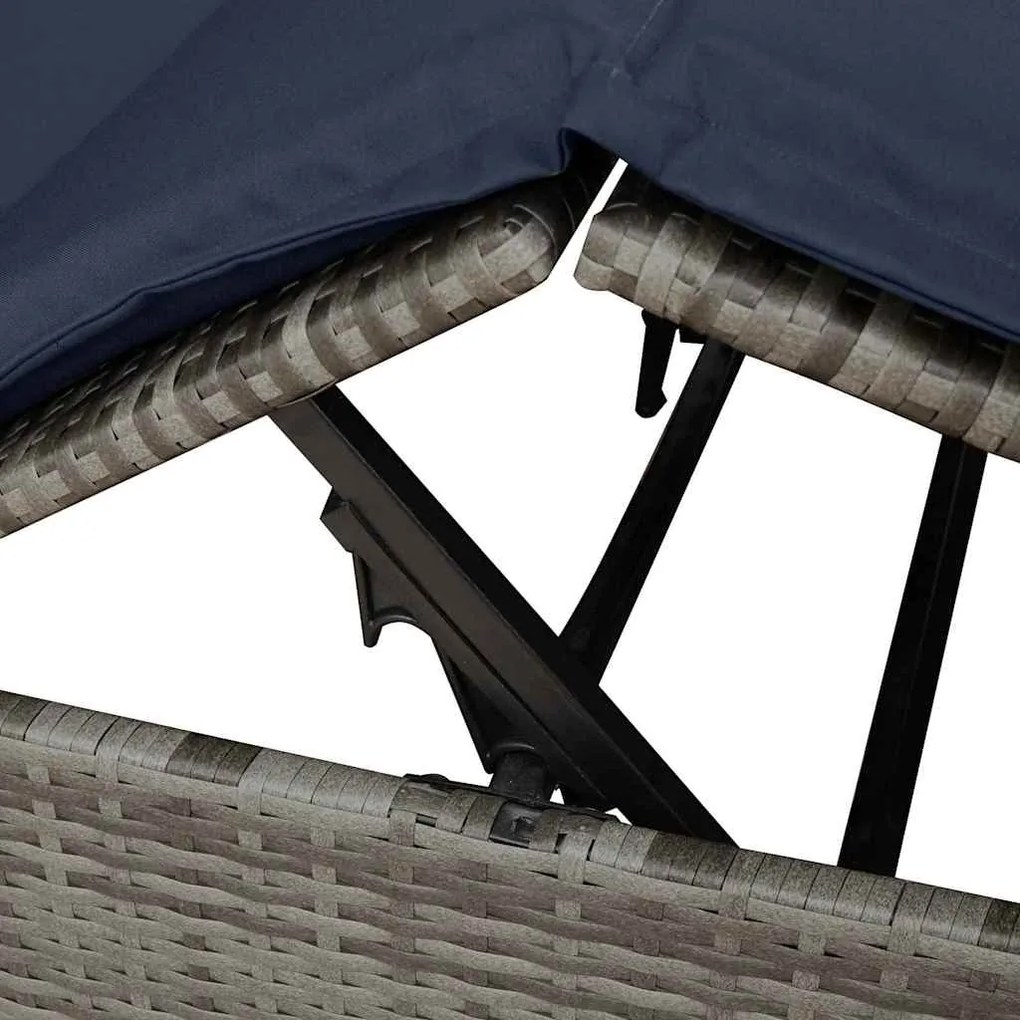 Cama Dupla de Sol Cinzeto Grande Vime &amp; Almofadas de Poliéster