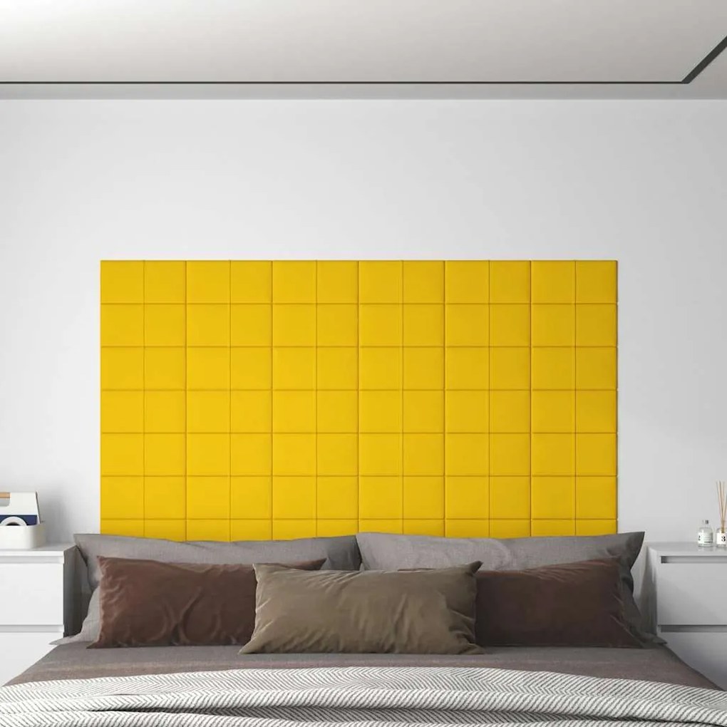 vidaXL Painel de parede 12 pcs 30x15 cm veludo 0,54 m² amarelo