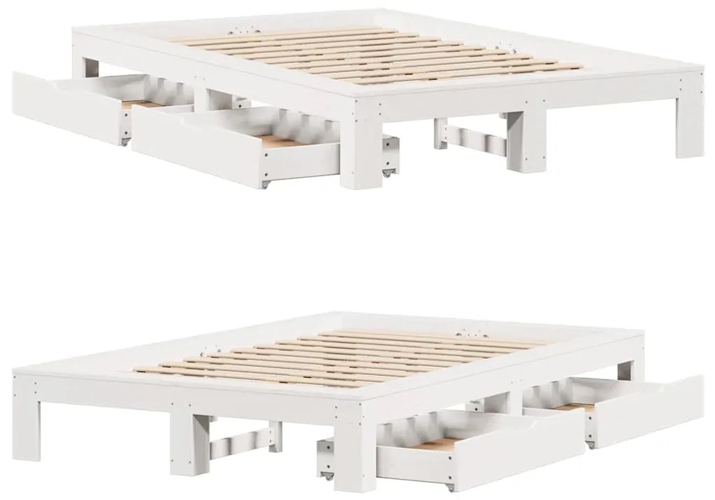 Cama sem colchão 120x190 cm madeira de pinho maciça branco