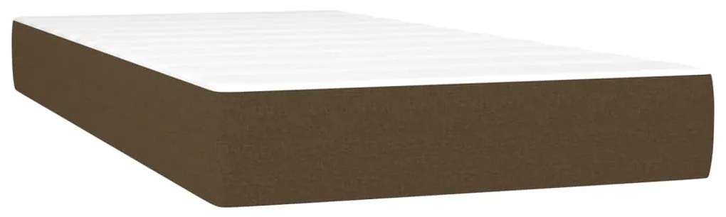 Cama box spring c/ colchão/LED 90x190 cm tecido castanho-escuro