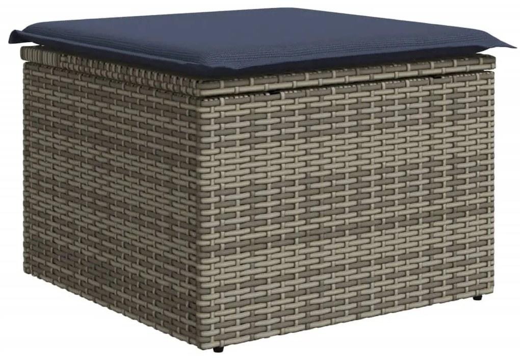 10 pcs conjunto sofás de jardim c/ almofadões vime PE cinzento