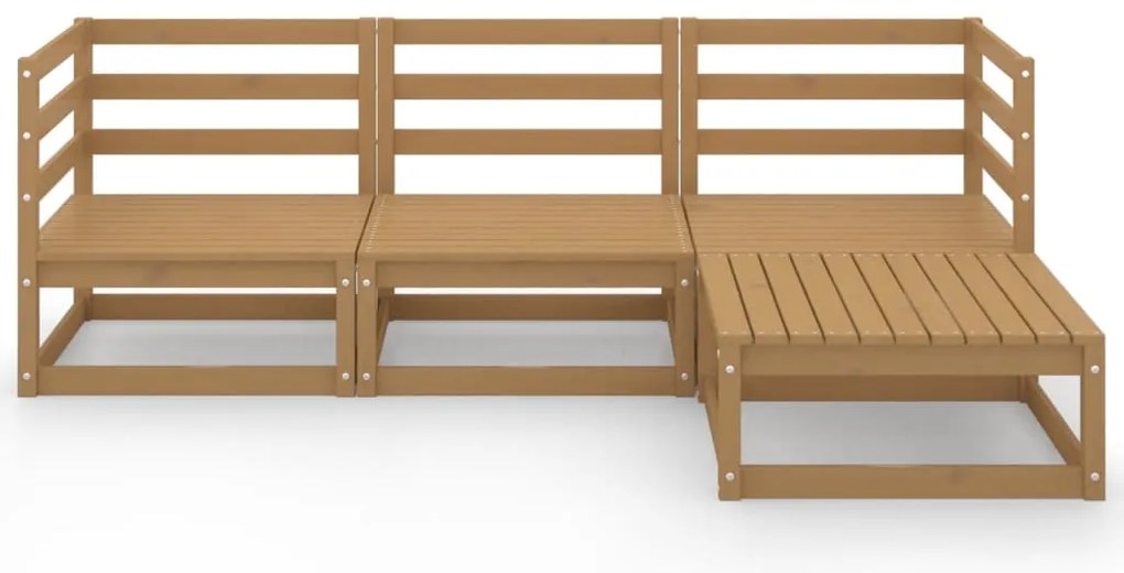 4 pcs conjunto lounge de jardim pinho maciço castanho mel