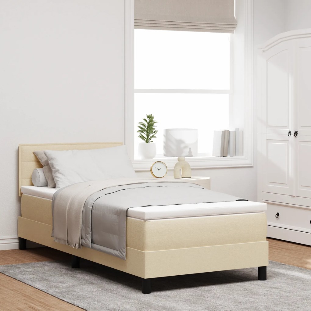 vidaXL Cama com Molas com Colchão Bege 90x190 cm Tecido