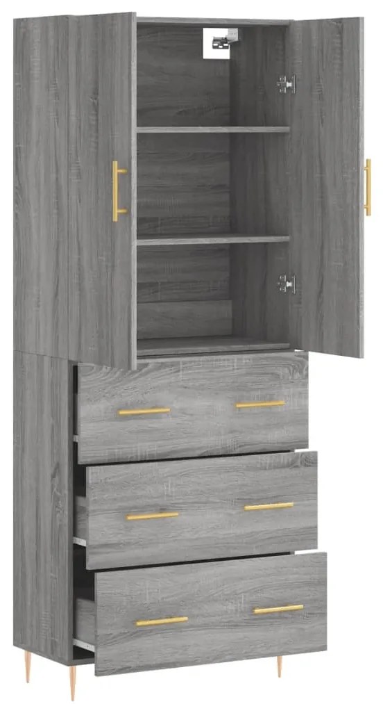 Armário alto 69,5x34x180 cm derivados de madeira sonoma cinza