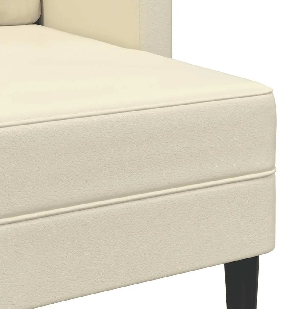 Sofá 2 lugares com Chaise em L 125 cm couro artificial creme
