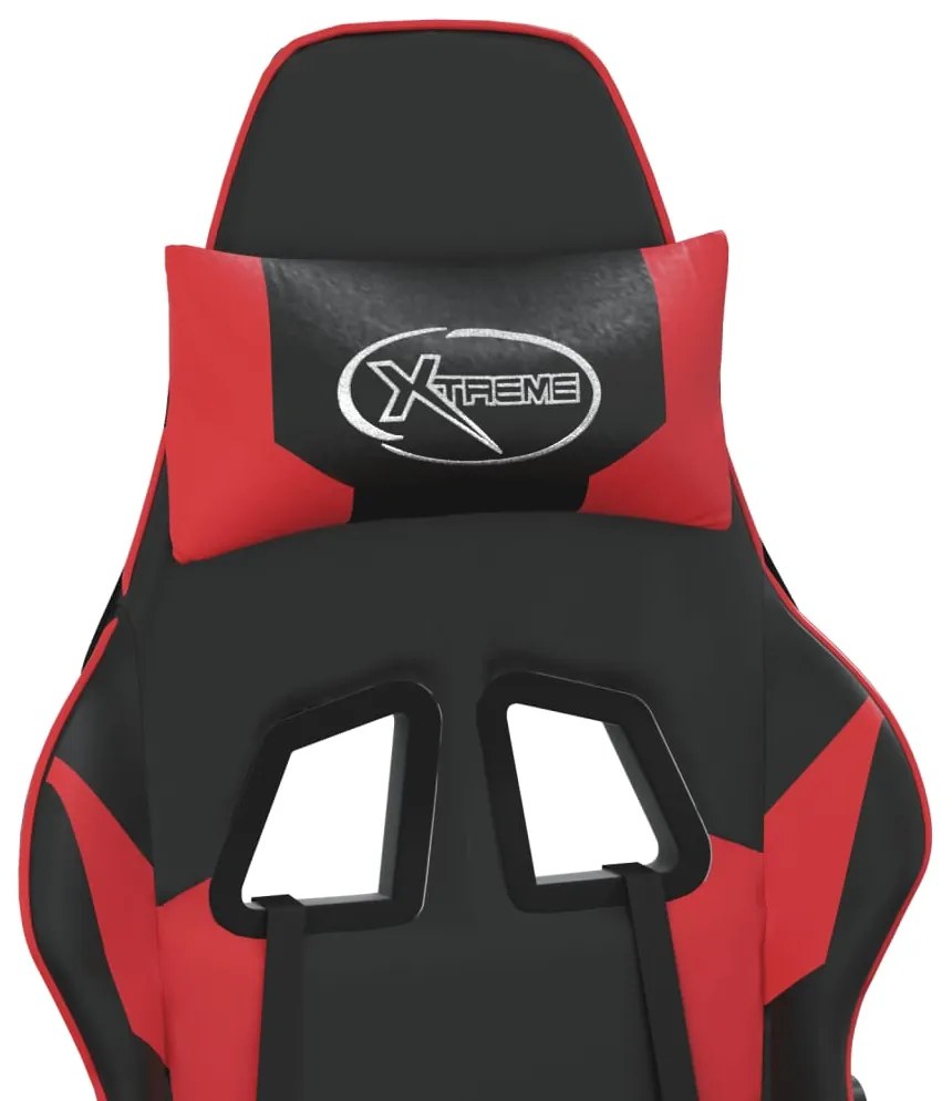 Cadeira gaming massagens couro artificial preto e vermelho