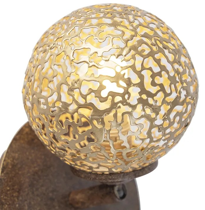 Candeeiro de parede castanho enferrujado ajustável com interruptor - Kreta Art Deco