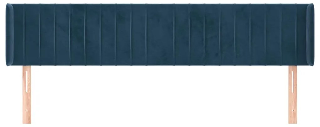 Cabeceira de cama c/ abas veludo 163x16x78/88cm azul-escuro