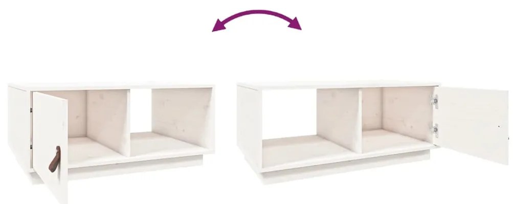 Mesa de centro 80x80x35,5 cm madeira de pinho maciça branco