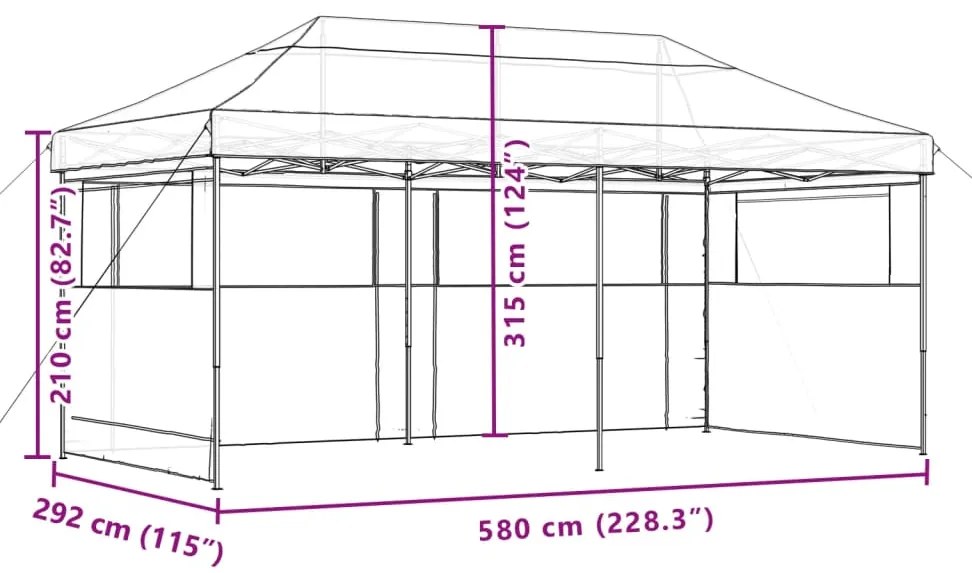 Tenda p/ festas pop-up dobrável com 3 paredes laterais verde