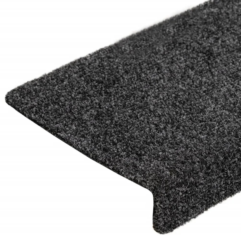 Tapetes de escada 10 pcs 65x21x4 cm agulhado cinzento