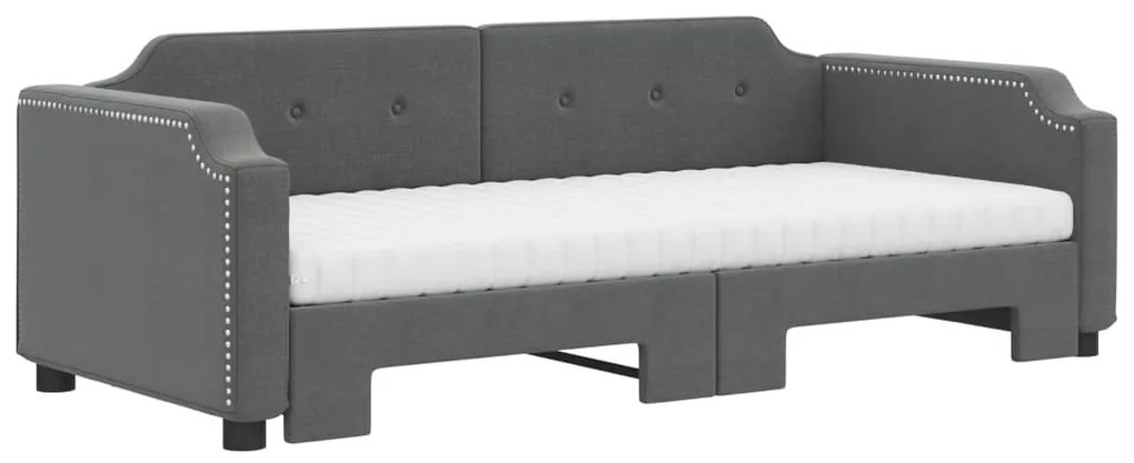 Sofá-cama c/ gavetão/colchões 100x200cm tecido cinzento-escuro