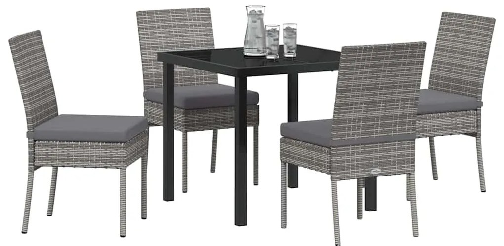 Conjunto de Jantar para Jardim com 5 Peças em Rattan Sintético Cinza