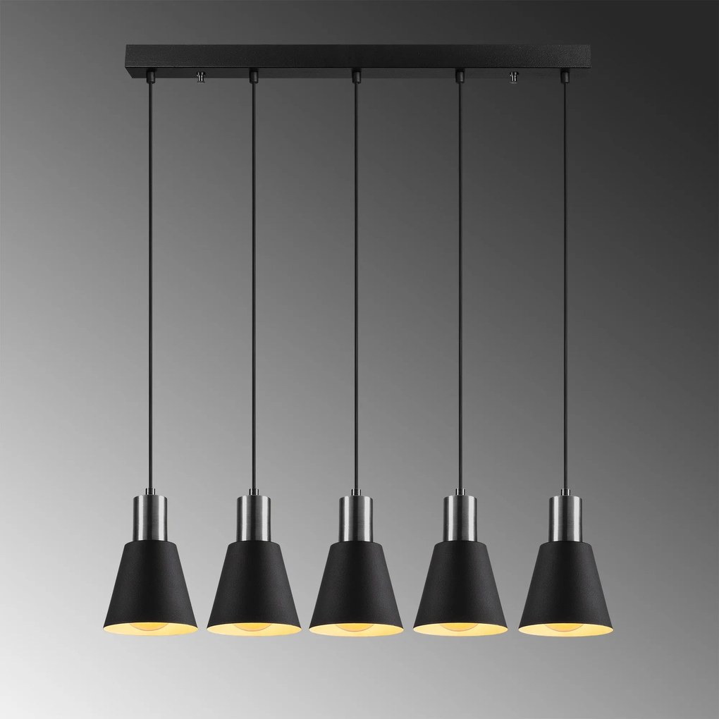 Candeeiro de Teto Kem – Preto Níquel – 84 x 14 cm