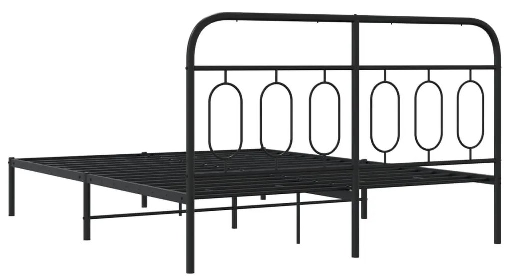 Estrutura de cama com cabeceira 140x200 cm metal preto