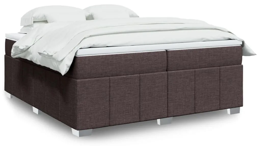vidaXL Cama com molas/colchão 200x200 cm tecido castanho-escuro
