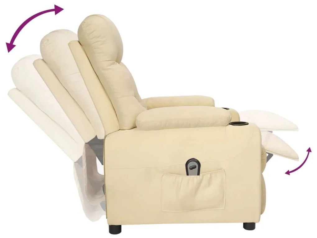 Poltrona reclinável elétrica tecido cor creme