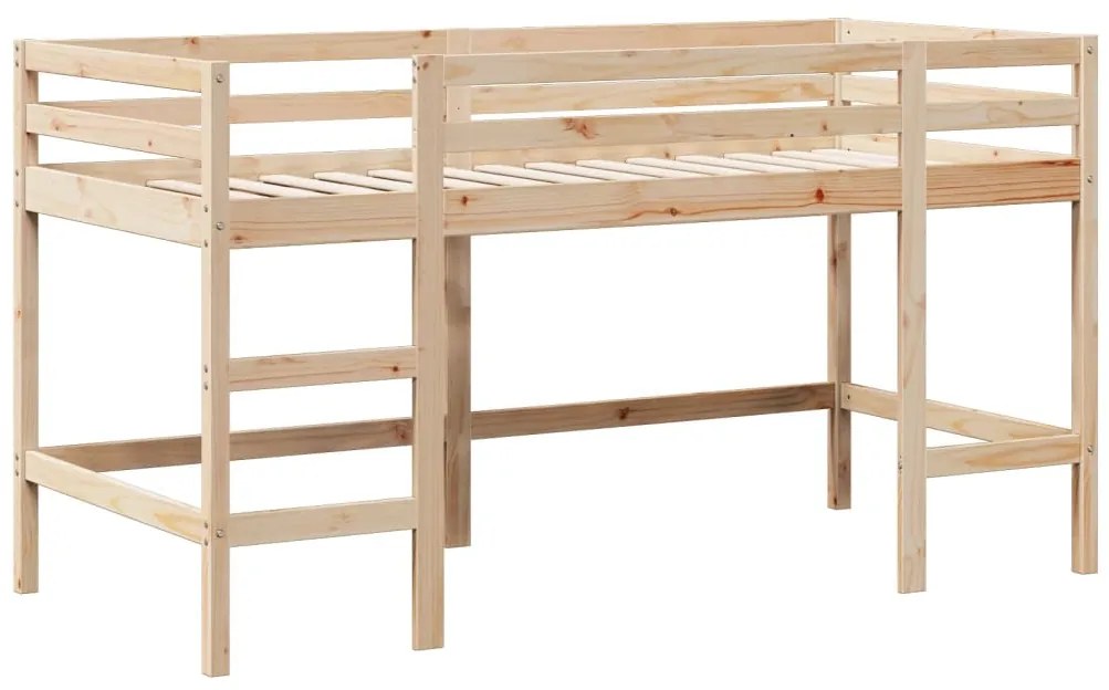 Cama alta c/ escada e telhado 90x190 cm pinho maciço