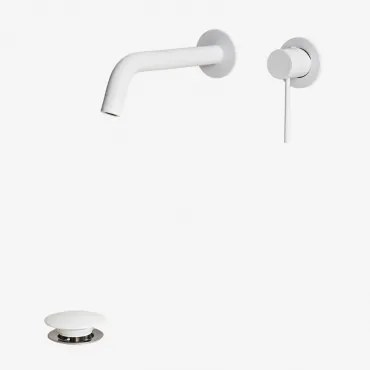 Conjunto De Torneira De Pia Embutida Em Latão Orveta E Válvula De Descarga Click-clack Em Aço Inoxidável E Latão Branco & Válvula Com - Sklum