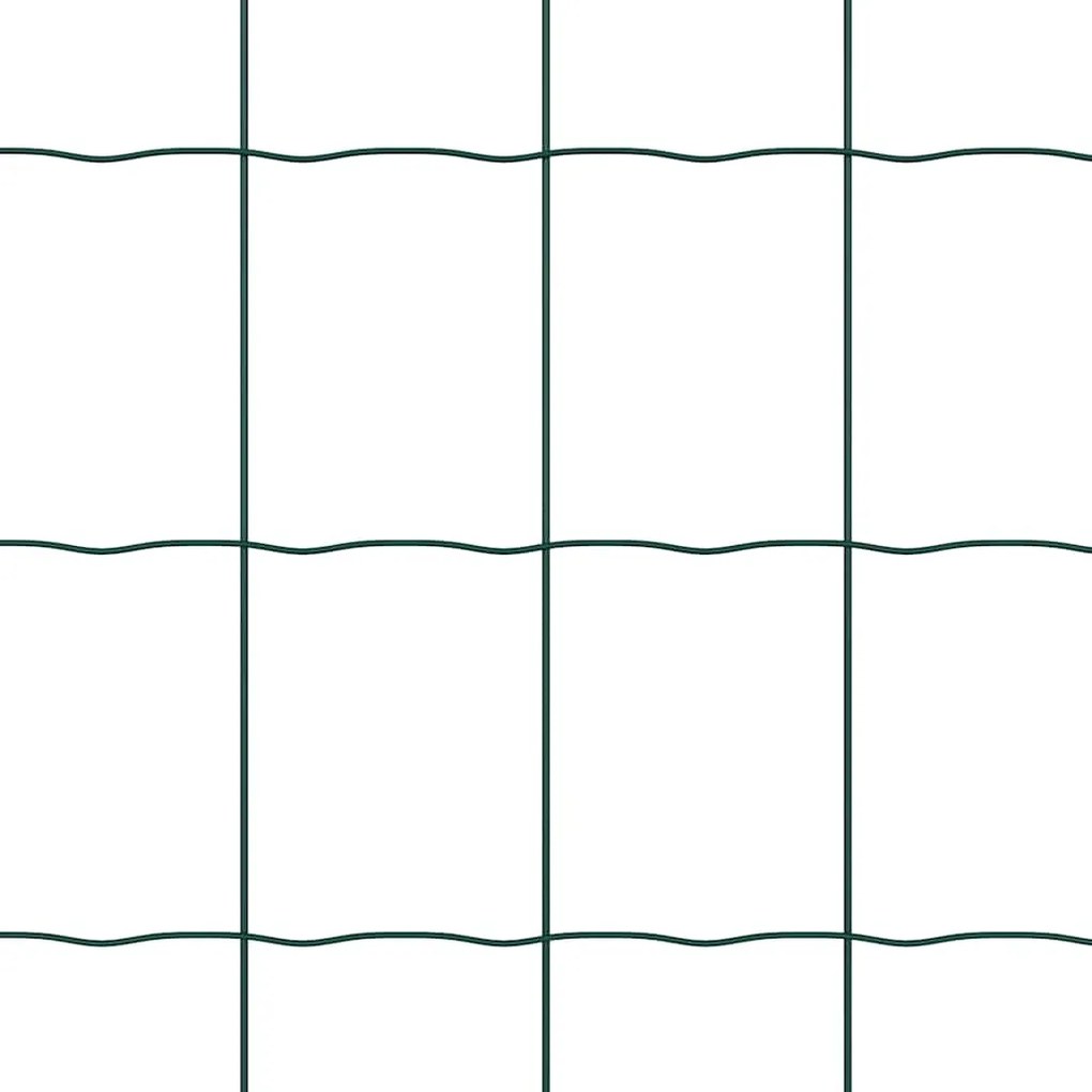 Cerca Euro com 7 postes pontudos, 1,6 x 10 m, em aço galvanizado verde