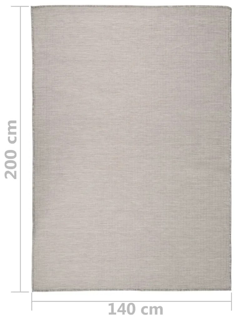 Tapete de tecido plano p/ exterior 140x200 cm cinza-acastanhado