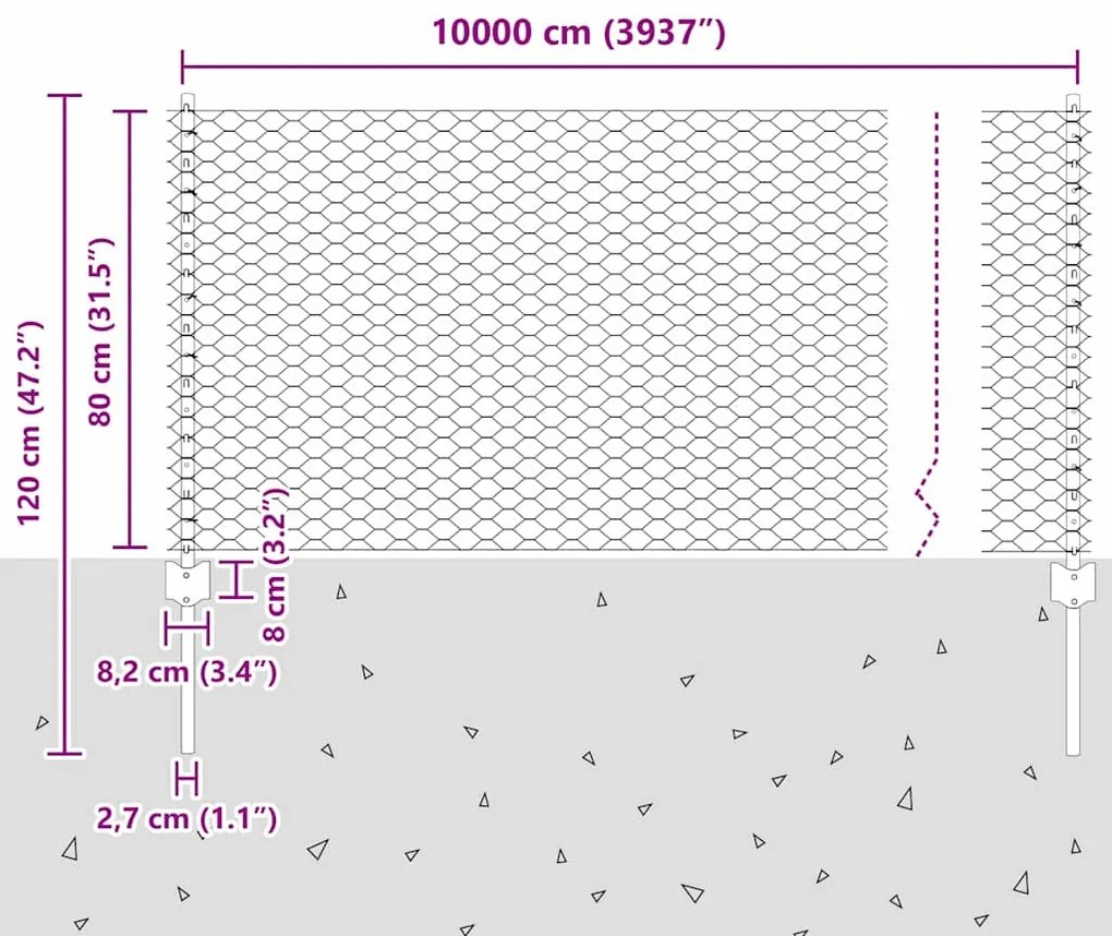Postes de Cerca vidaXL 11 pcs U-Channel 80 cm Aço Galvanizado