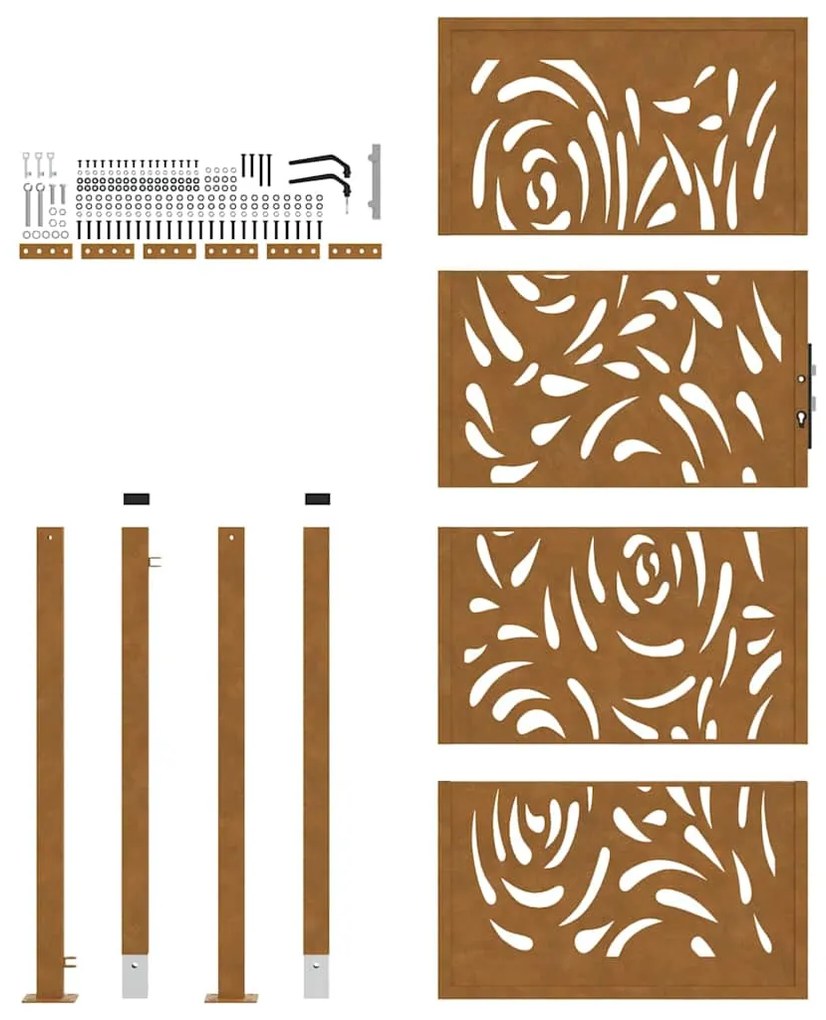 Portão de jardim 105x205 cm design de chama de aço resistente