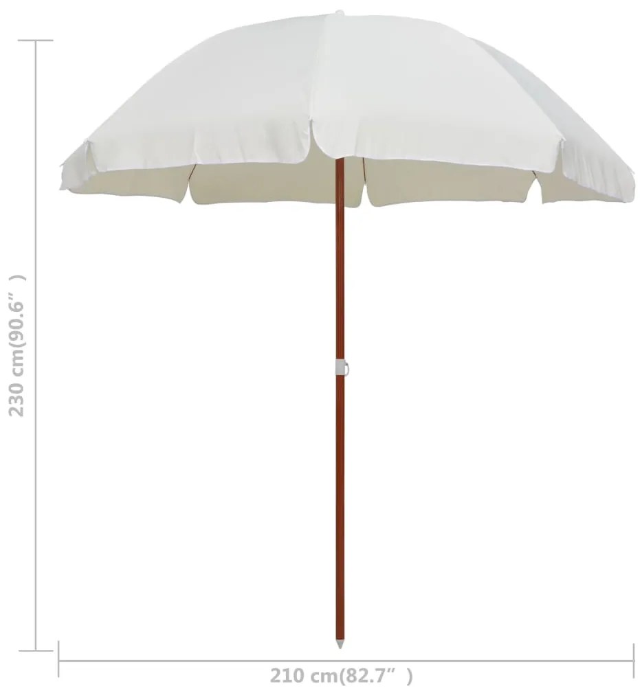 Guarda-sol de jardim com poste de aço 240 cm cor areia