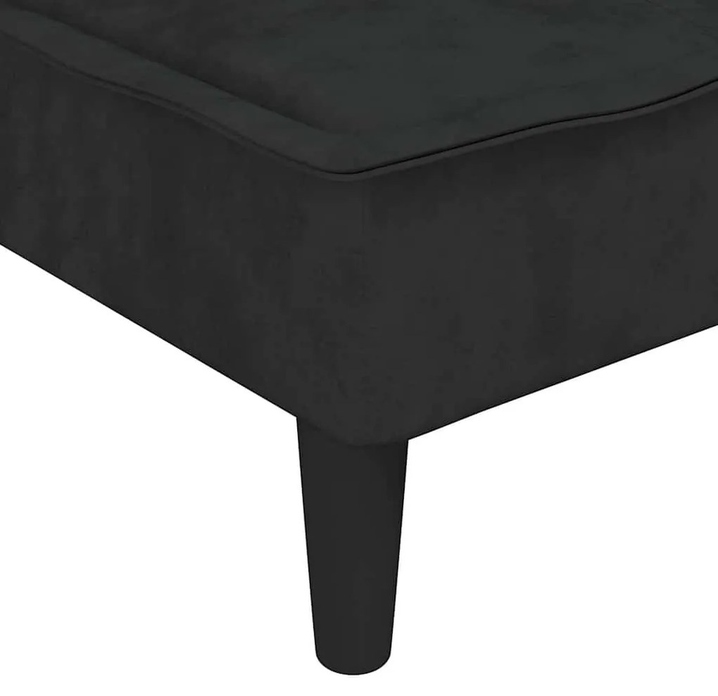 Sofá-cama em forma de L 255x140x70 cm veludo preto