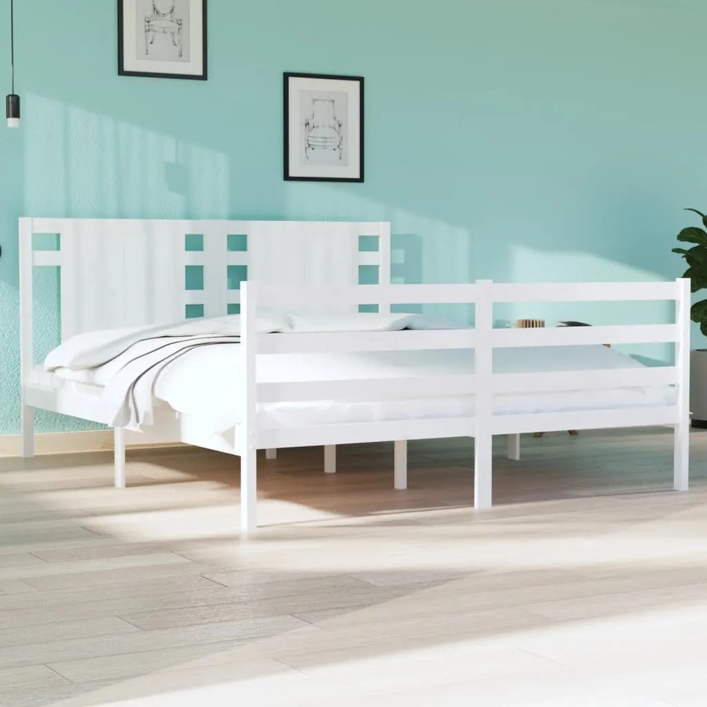 vidaXL Cama sem colchão 140x190 cm madeira de pinho maciça branco