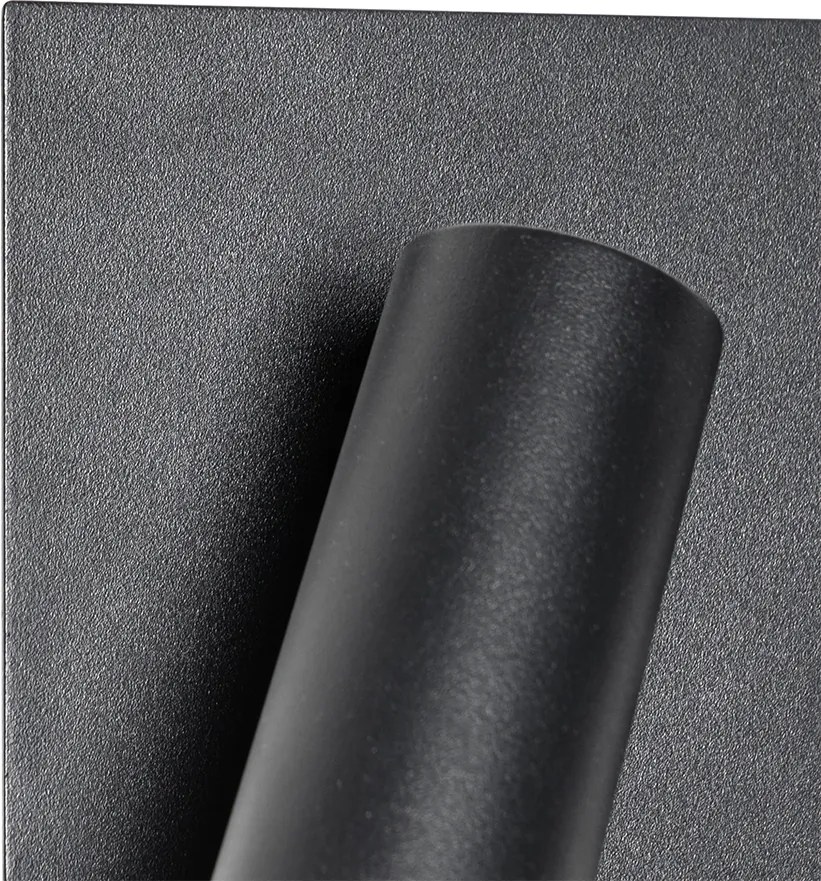 Candeeiro de parede exterior preto com LED sensor de movimento 2 luzes - Simon