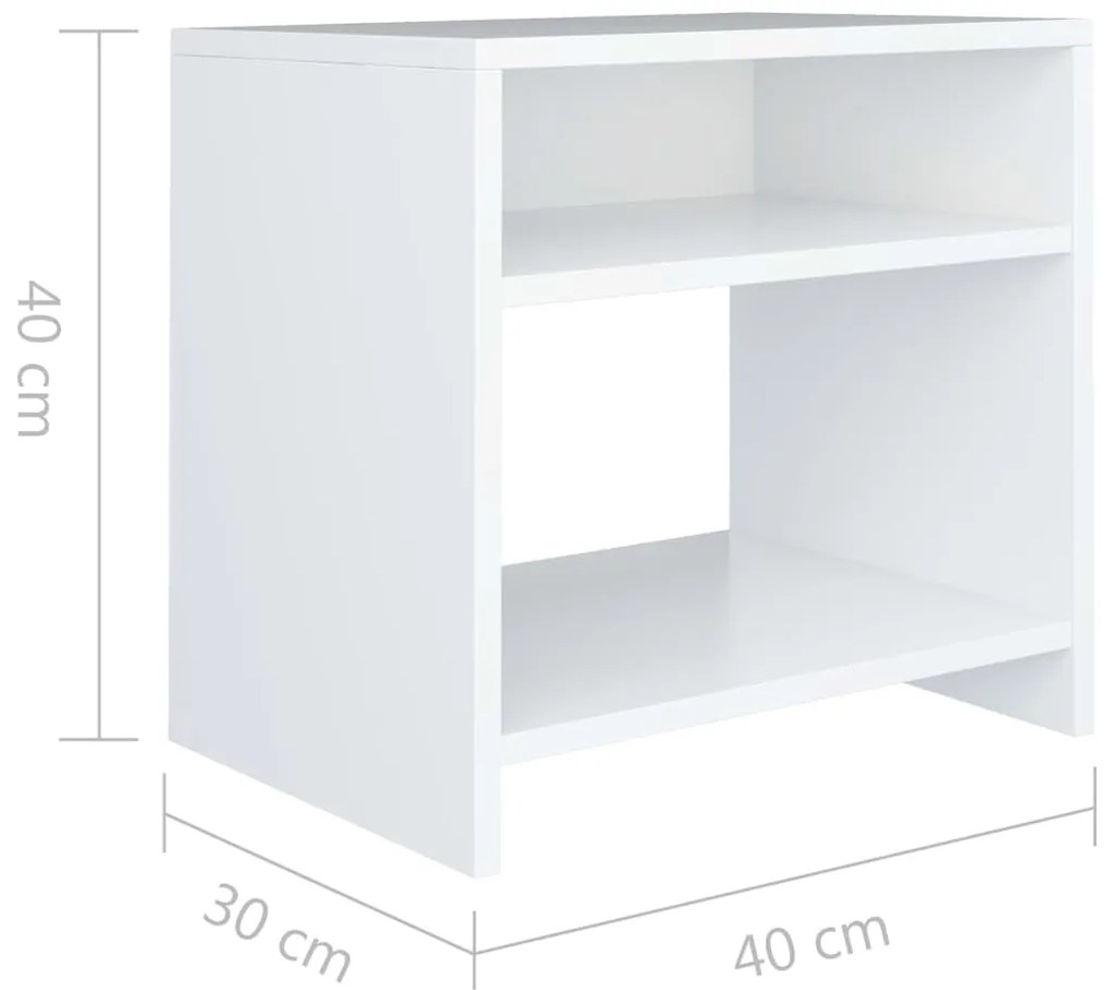 Mesas-de-cabeceira 2 pcs 40x30x40 cm aglomerado branco