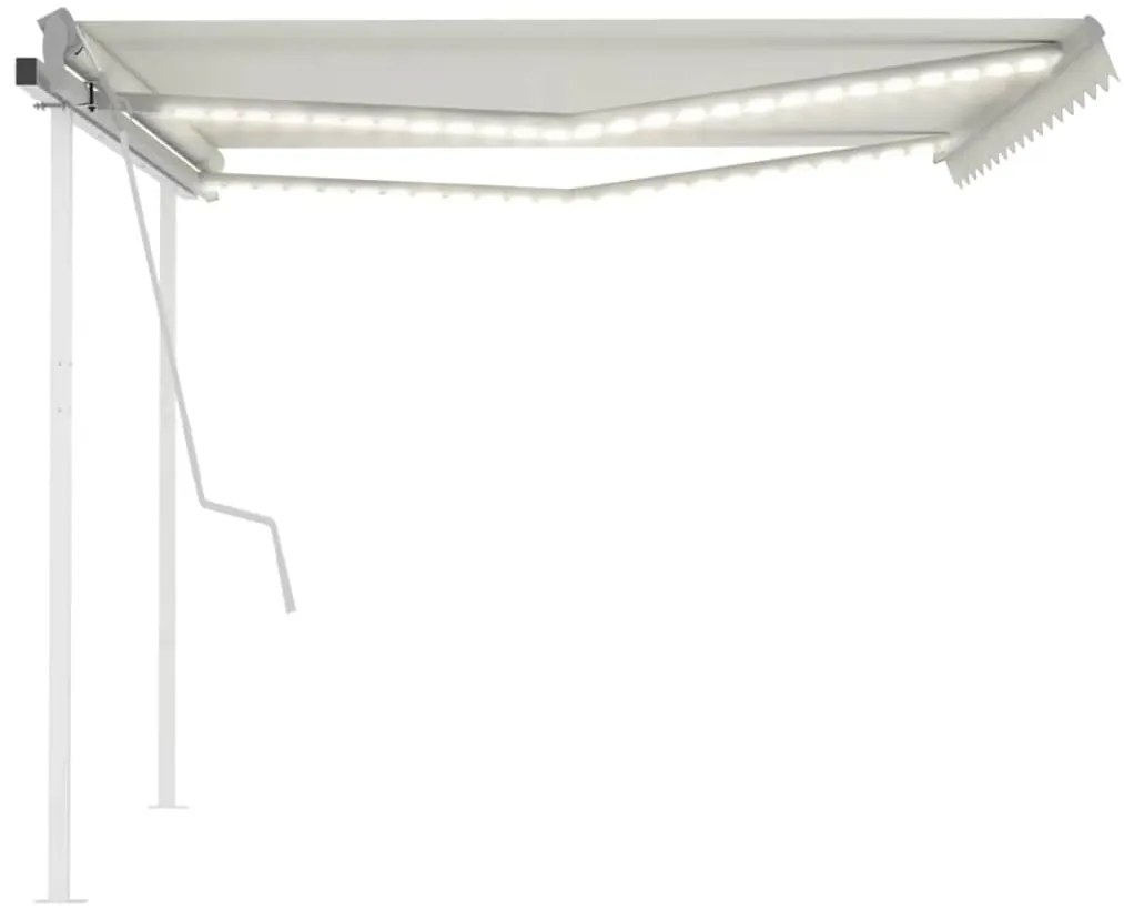 Toldo retrátil manual com luzes LED 4x3 m cor creme