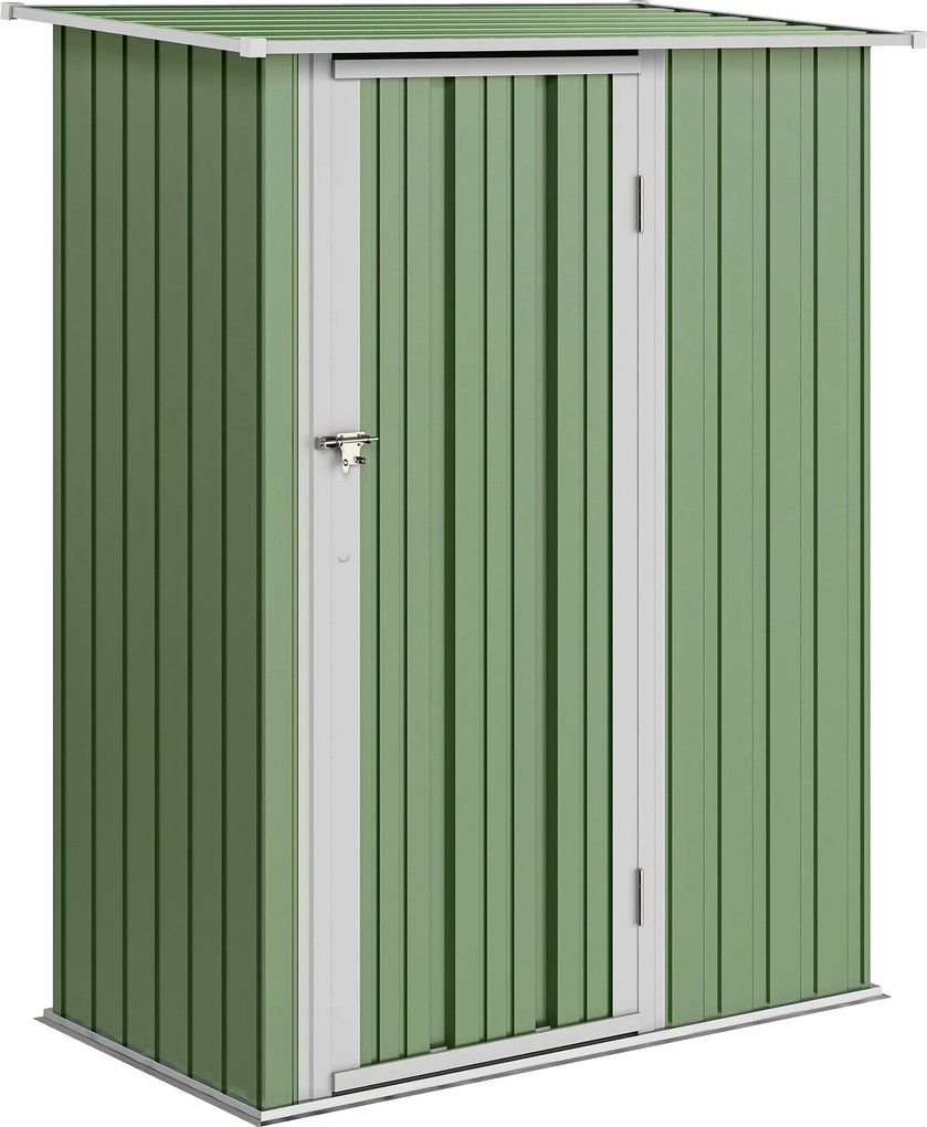 Outsunny Abrigo de Jardim 1,07㎡ 142x84x189 cm Abrigo de Armazenamento Abrigo de Ferramentas com Teto Inclinado e Porta Verde Clar | Aosom Portugal