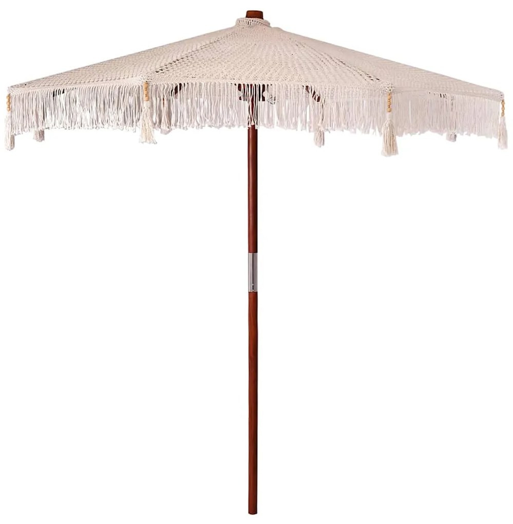 vidaXL Guarda-sol Outros Creme x 250 cm Algodão e madeira sólida