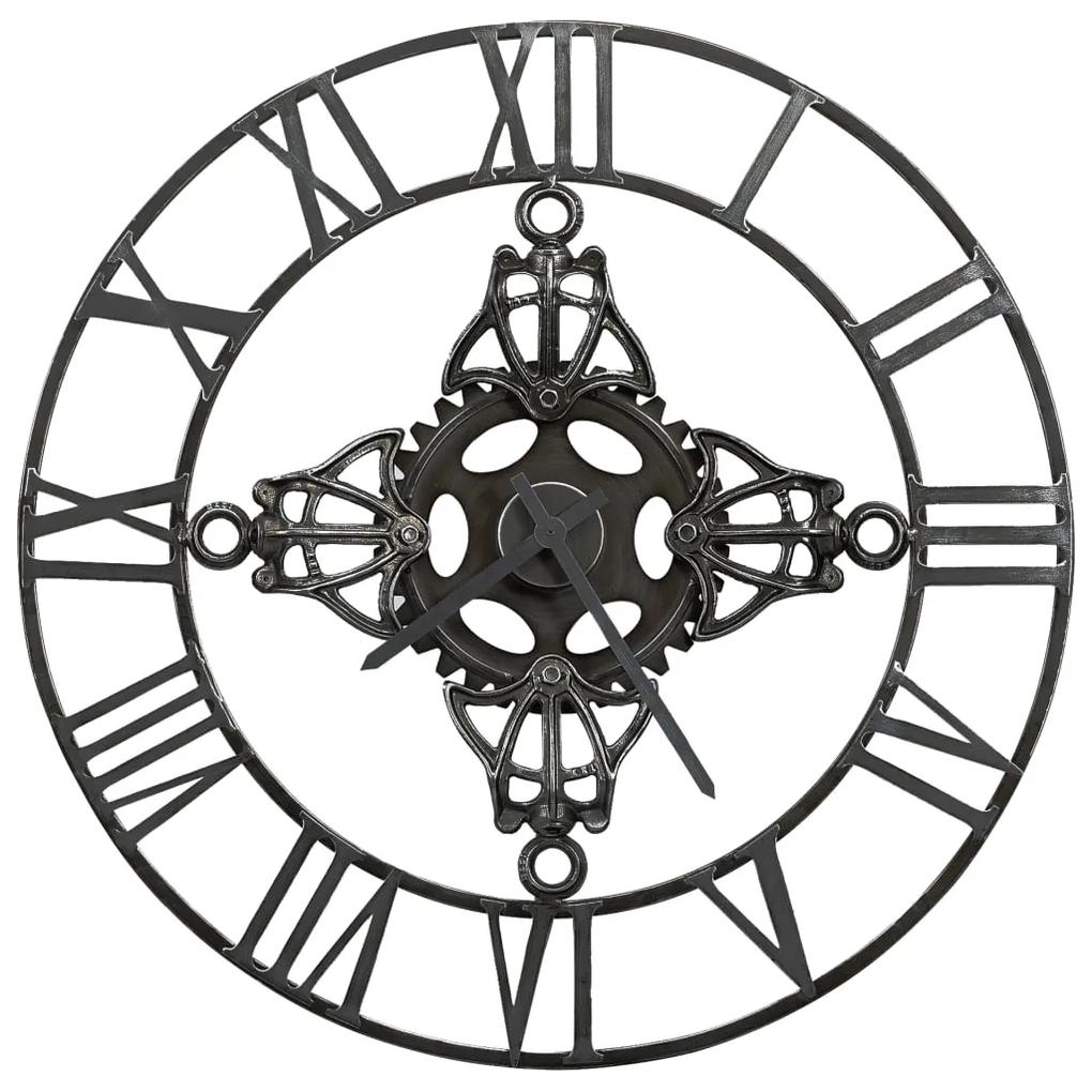 Relógio de parede 78 cm metal prateado