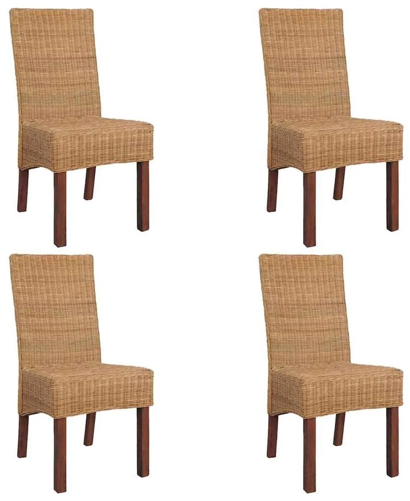 vidaXL Cadeiras de jantar 4 pcs vime genuíno castanho