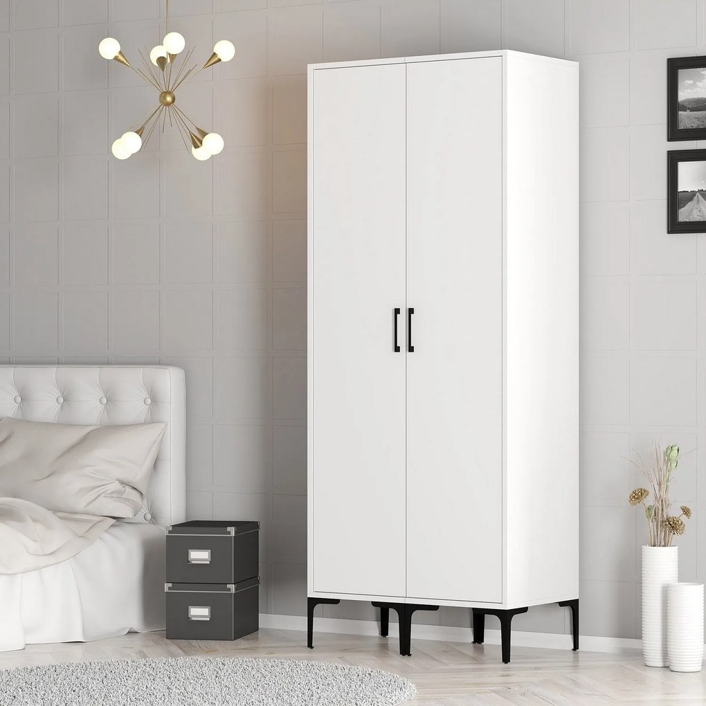 Roupeiro Kumsal SS – Branco – 80 cm x 47,5 cm x 201,4 cm