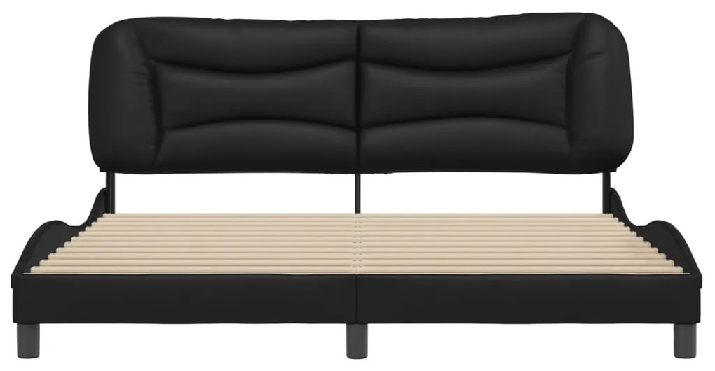 Estrutura de cama c/ cabeceira 180x200cm couro artificial preto