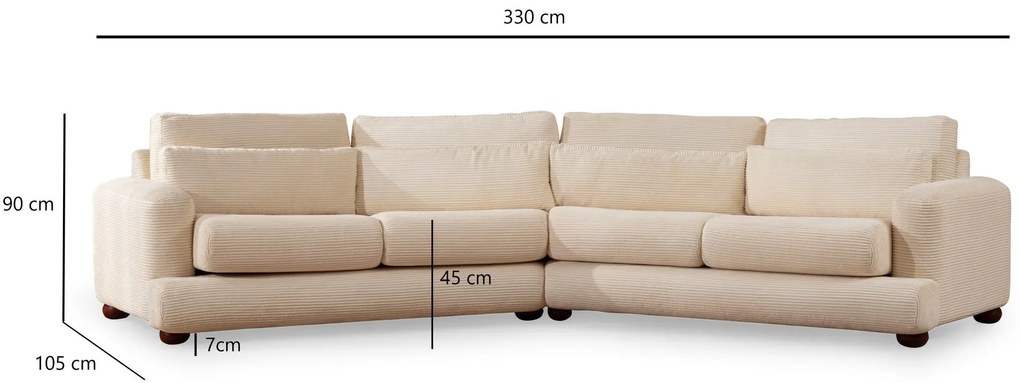 Sofá de 4 Lugares River – Bege – 330 cm x 105 cm x 90 cm