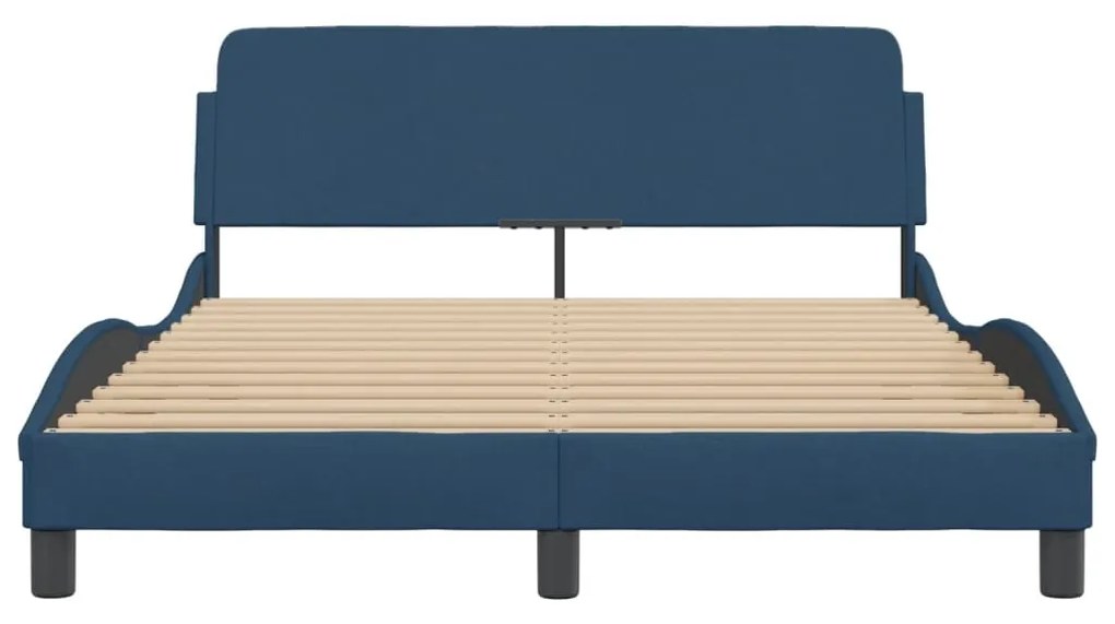 Estrutura de cama c/ cabeceira 140x190 cm tecido azul