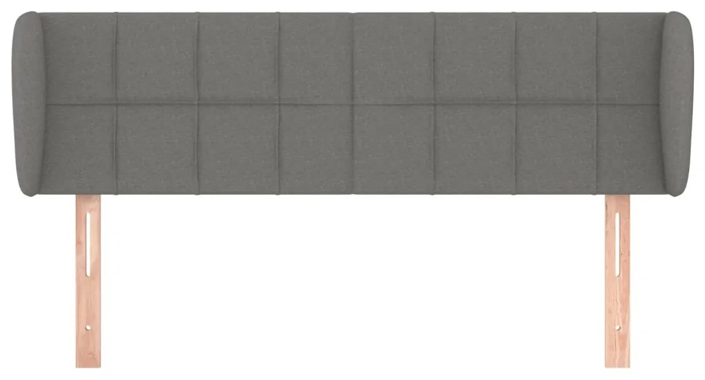 Cabeceira de cama c/ abas tecido 147x23x78/88cm cinzento-escuro
