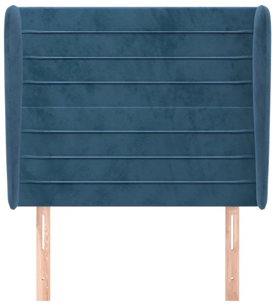 Cabeceira cama c/ abas veludo 93x23x118/128 cm azul-escuro