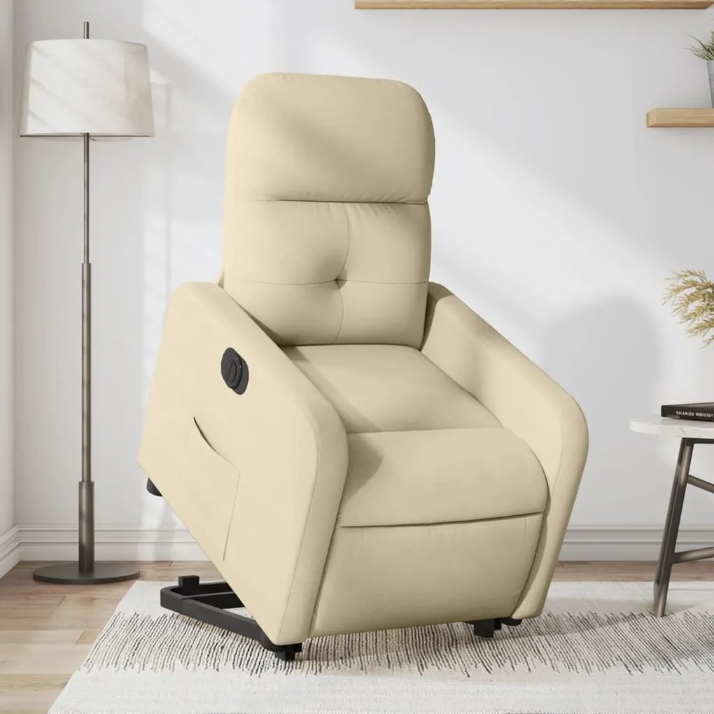vidaXL Poltrona reclinável elevatória elétrica tecido cor creme