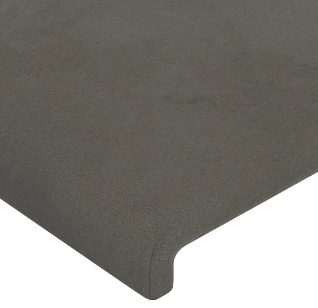 Cabeceira de cama c/ LED veludo 183x16x118/128 cm cinza-escuro