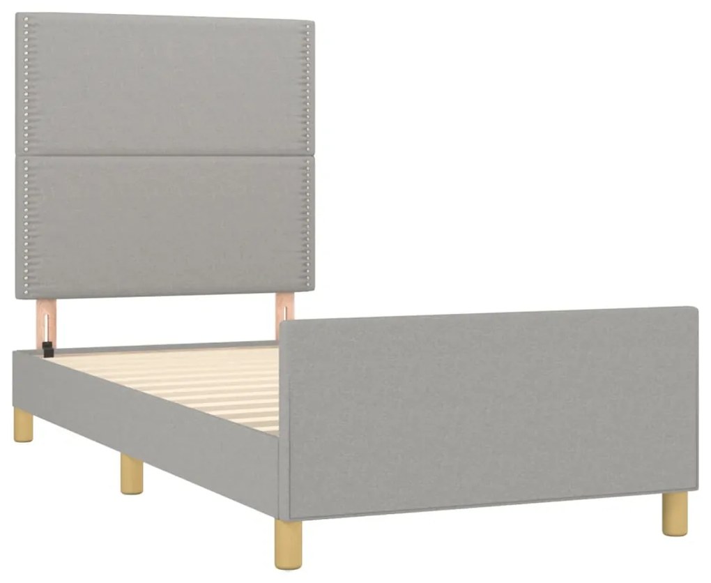 Estrutura de cama sem colchão 100x200 cm tecido cinzento-claro